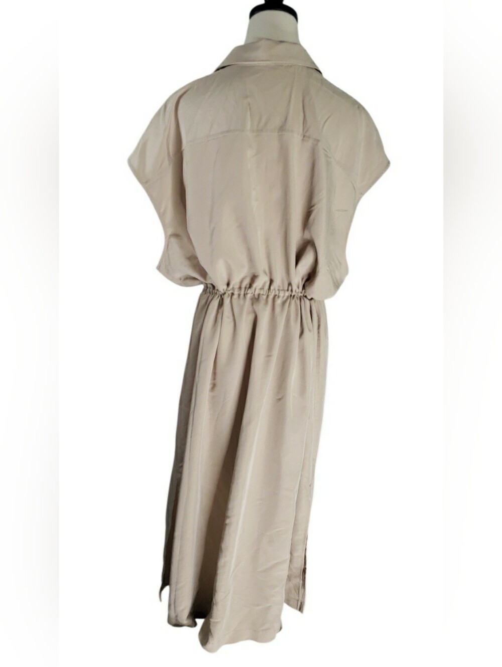 Khaki Old Navy Drawstring Waist Shirtdress 2X Button-Front Safari Preppy Minimal - Picture 13 of 15